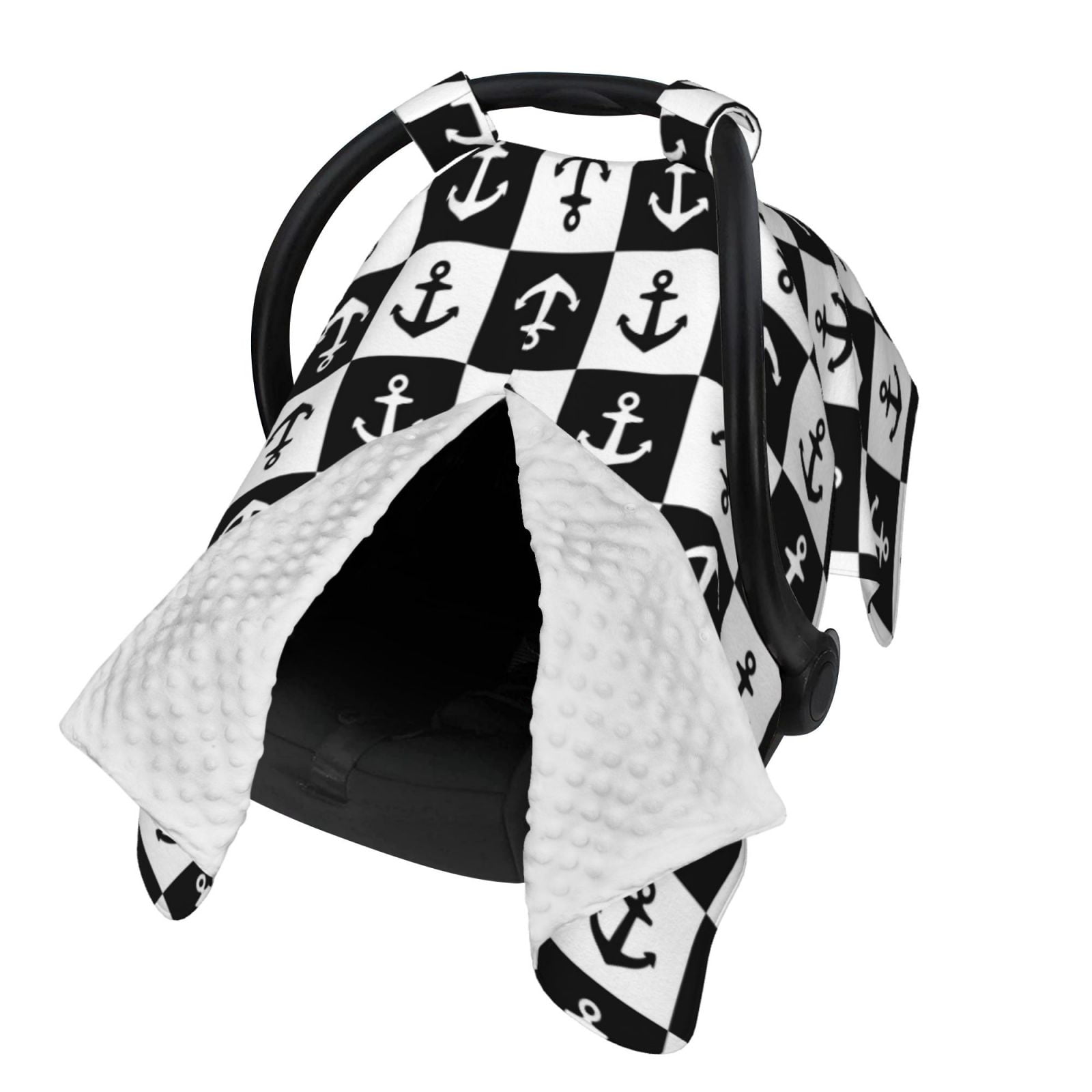 Naloa Nautical Anchors1 Baby Car Seat Cover, Breathable Baby Carrier Cover, Multiuse Baby Carrier Cover & Nursing Breastfeeding Cover
