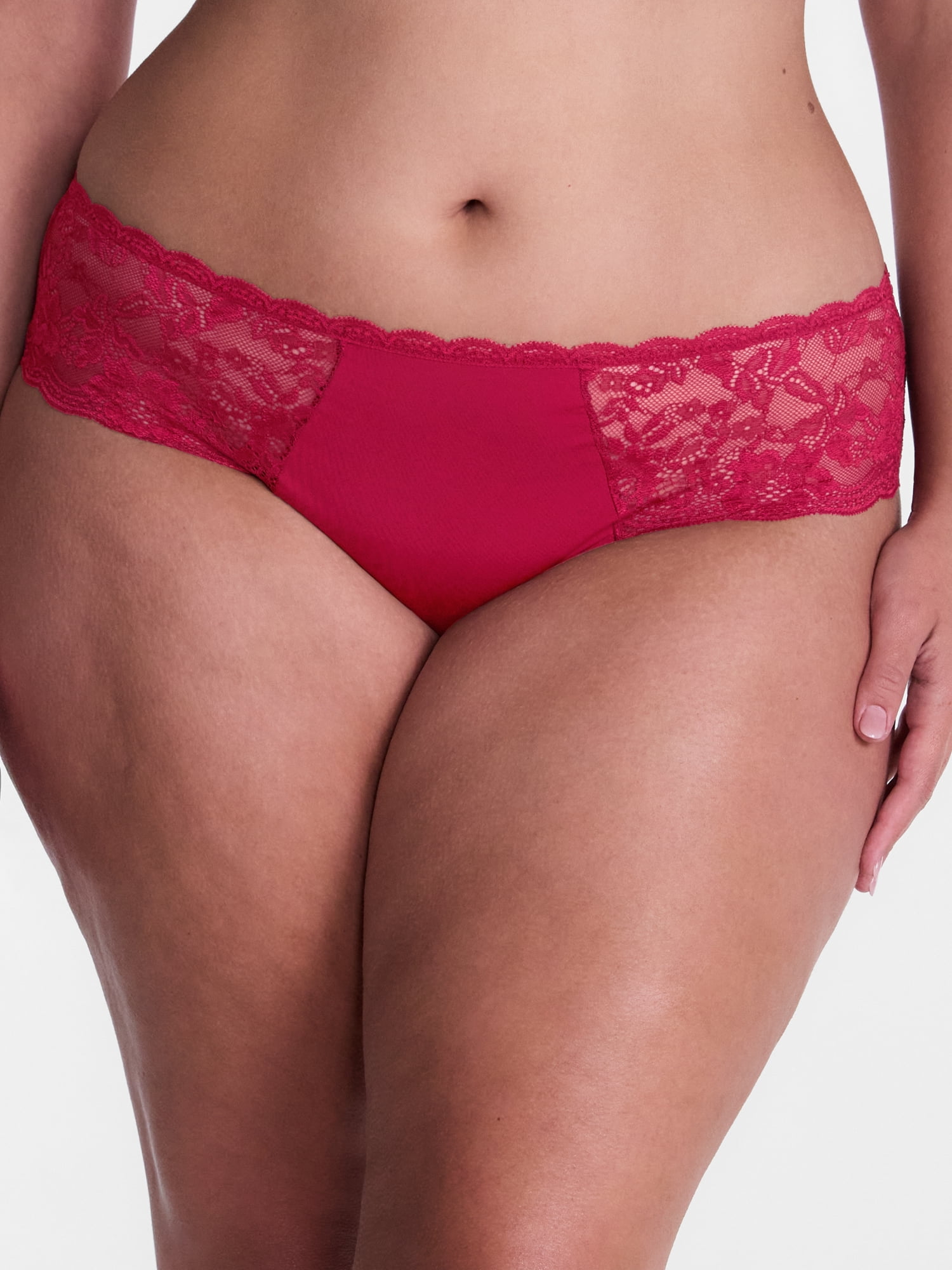Joyspun Women's Microfiber and Lace Cheeky Panties, 3-pack, Sizes to 3XL