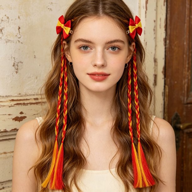 Kids Flag Color Hair Braid Clips Cute Bow Hair Accessories For Girls