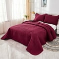 thumbnail image 3 of MarCielo  3 Piece Cotton Oversized Bedspread Quilt Set Tmonica Wine Burgundy - Queen, 3 of 6