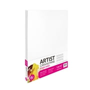 Studio Canvas Panel, 100% Cotton Acid Free White Canvas, 12x16, 6 Pieces, Academic Canvas, Great Chioce for Beginners and Hobbyists of All Skill Levels.