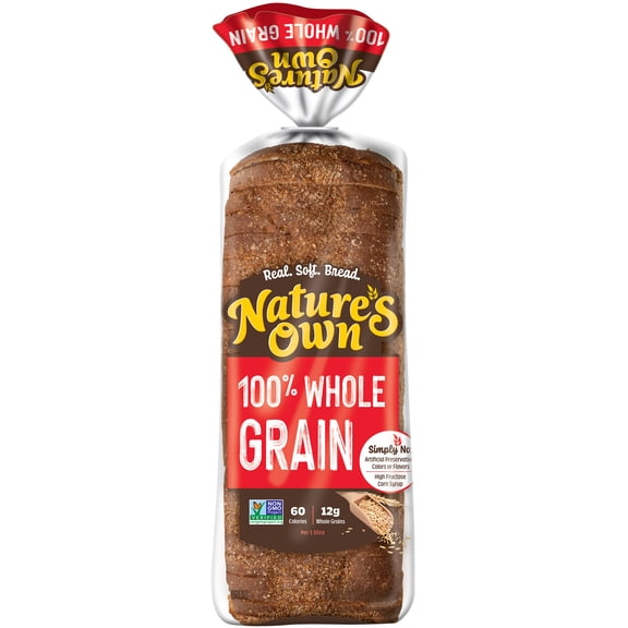 Nature's Own 100% Whole Grain, Non-GMO Whole Grain Sandwich Bread, 20 oz Loaf