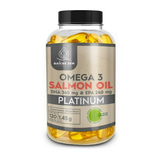 Omega 3 Salmon Oil Platinum Raíces Zen 120 Cápsulas