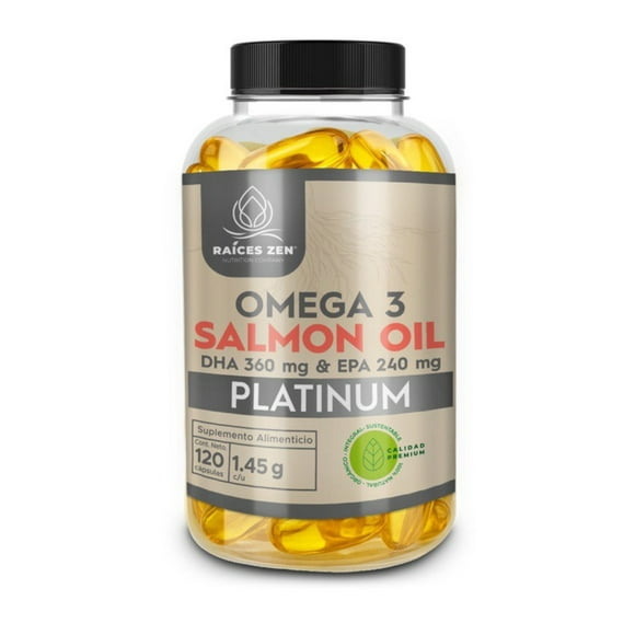 Omega 3 Salmon Oil Platinum Raíces Zen 120 Cápsulas
