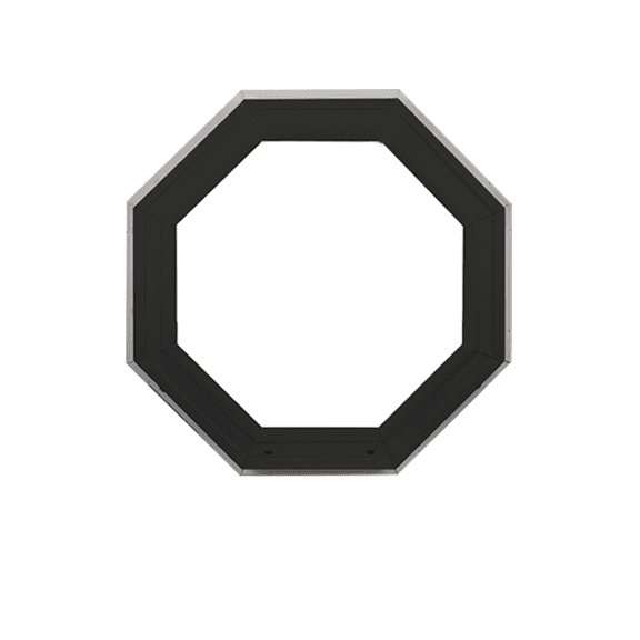 Double Pane Octagon Window 22" Black front and White back Vinyl DP50 Argon Gas Non-Opening Window Low-E Glass