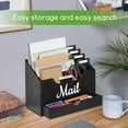 thumbnail image 3 of Wood Desktop Mail Organizer, Mail Organizer Countertop with 4 Compartments and Drawer for File Letter Paper Folder, 3 of 7