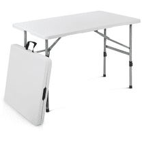 Magshion 4Ft Foldable Card Table, Indoor Outdoor Heavy Duty Portable w/ Handle, for Picnic, Camping, White