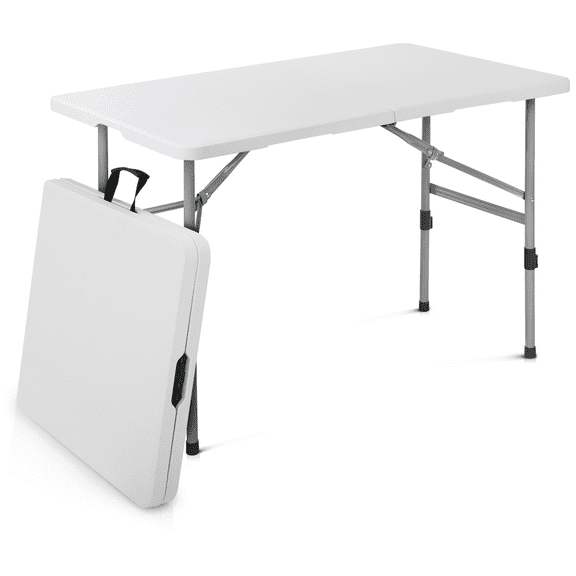 Magshion 4Ft Foldable Card Table, Indoor Outdoor Heavy Duty Portable w/ Handle, for Picnic, Camping, White