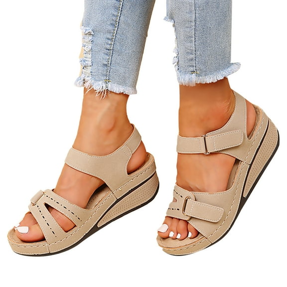 Mepaouo Wedge Sandals for Women Comfortable Summer Platform Open Toe Casual Dress Shoes Size 9