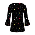 thumbnail image 5 of VKOYWKM Tunic Tops for Women Valentine's Day Shirts 3/4 Bell Sleeve Button V Neck Henley Shirt Cute Love Heart Print Pleated Empire Waist Tunic Blouses, 5 of 6