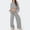 Gray, variant on Athletic Outfit Sets 2 Piece Women Solid Crop Hoodie Wide Leg Jogger Pants Black M