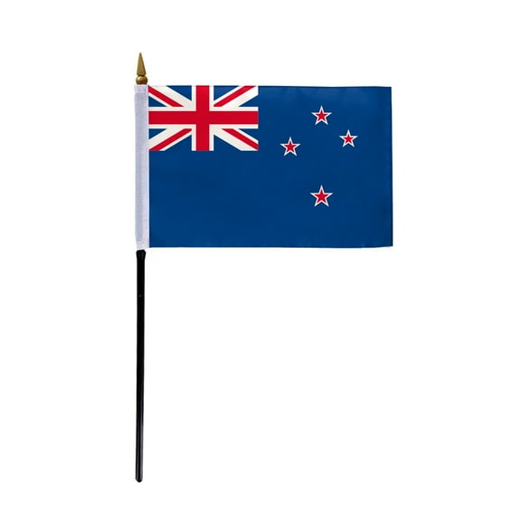 AGAS Small New Zealand Flag 4x6 inch - 11 inch Plastic Pole Polyester Fabric Stitched Edges Kiwi New Zealander Hand Held Mini Small Stick Flags