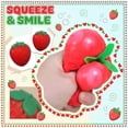 thumbnail image 2 of Strawberry Squishy Toy with Leaf Design, 3 Inch Red, for Kids, Squeeze Toy, 2 of 8