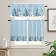 thumbnail image 2 of Christmas Kitchen Curtains and Valances Set, Xmas Gnomes Winter Trees Snowflakes Light Blue Rod Pocket Window Valance Window Curtain Panels for Living Room Bedroom Laundry, 27.5x36in, 3 Pieces, 2 of 7