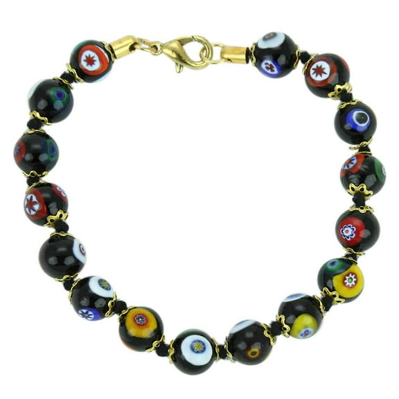 GlassOfVenice Murano Glass Mosaic Bracelet - Black