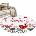 thumbnail image 2 of White Love, Round Area Rug 3.3 FT, Non Slip Small Entryway Kitchen Mat, Hppy Valentine's Day Geometric Leaves Washable Soft Circular Rug Non-Shedding Door Mat for Bathroom Playroom Kids Room, 2 of 9