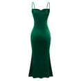 thumbnail image 4 of ZQUUVOU Women's Spaghetti Strap Dress Casual Sleeveless Round Neck Solid Color Long Dress Olive Green, 4 of 9