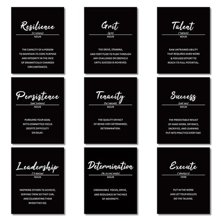 9 Pieces Inspirational Phrases Wall Art Prints Motivational Sayings Quote Poster Positive Print Decoration for Teens Adults Living Room Office Classroom College Decor, Unframed, 8 x 10 Inch (Black)
