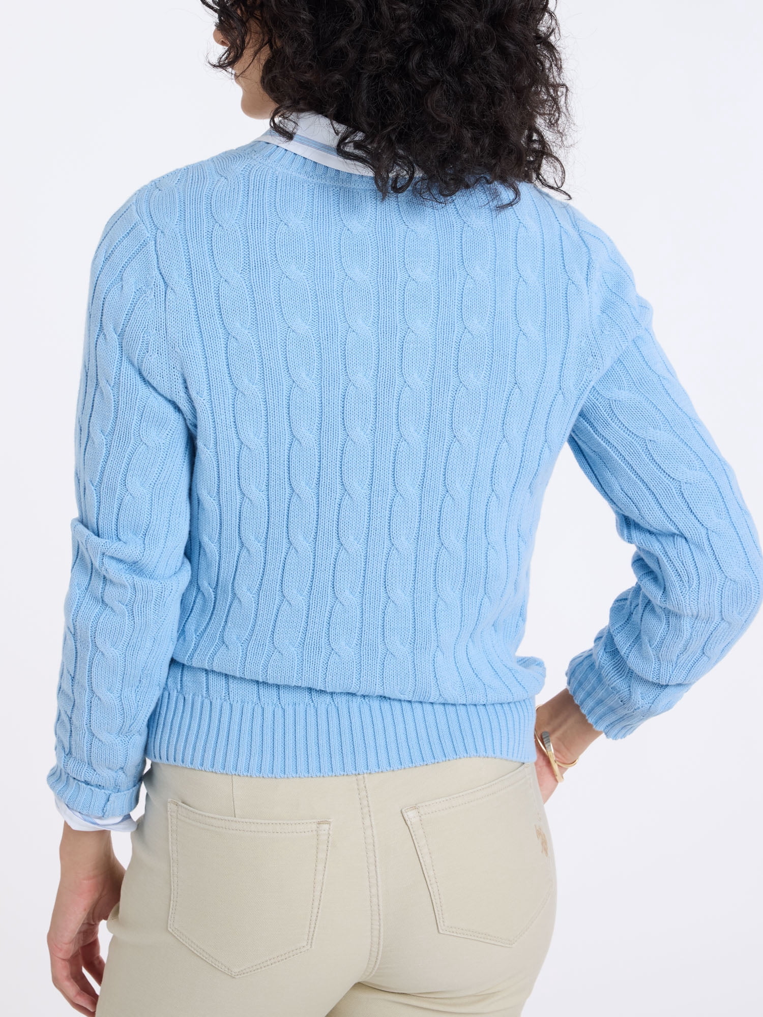 U.S. Polo Assn. Women's Classic Cable Crew Neck Sweater, Sizes XS-XL