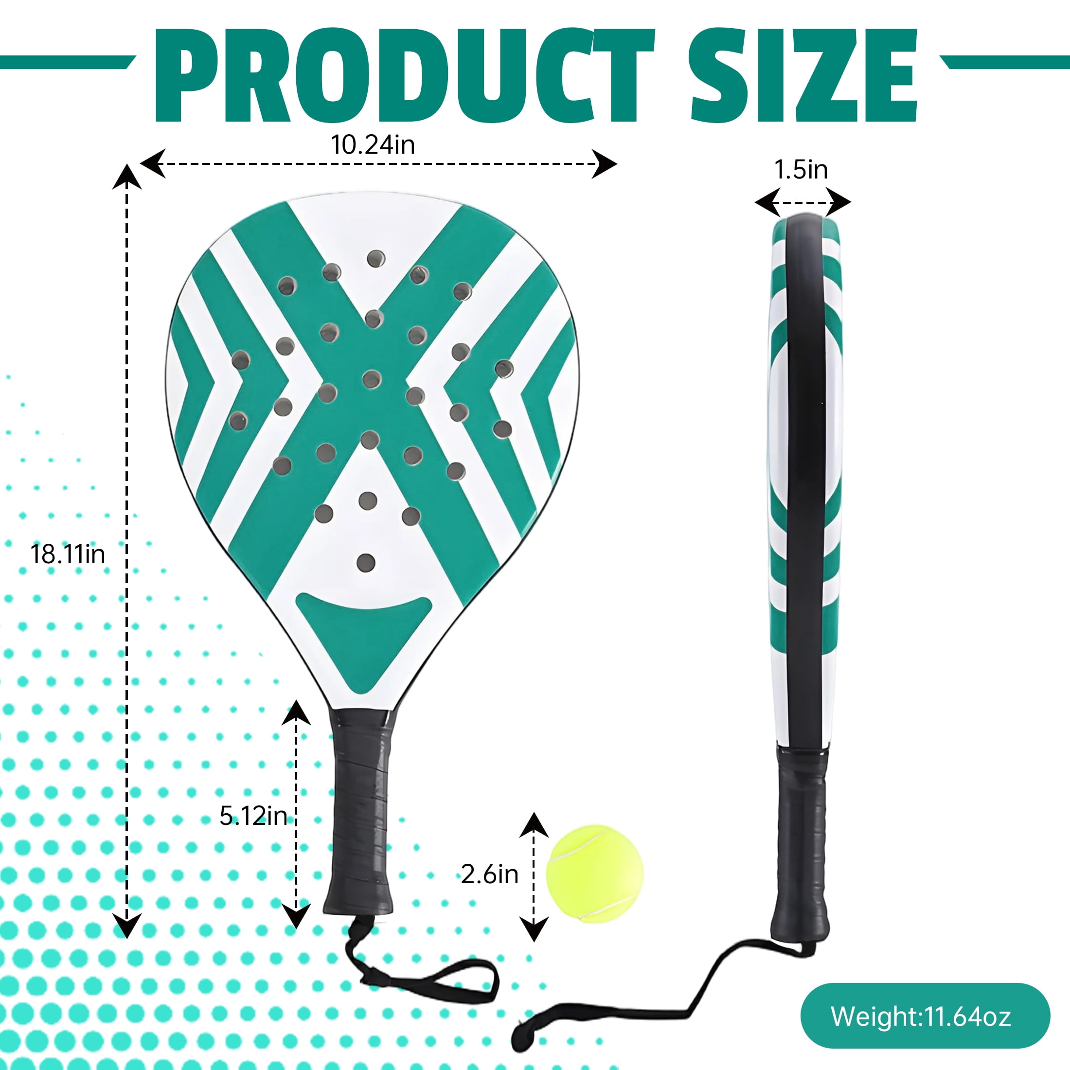 BESTSKY Padel Tennis Racket,Outdoor Beach Padel Racket,Highly Elastic & Lightweight Tennis Rackets,Comfortable & Non-Slip Grip,Padel Racquets with Racket Trainer