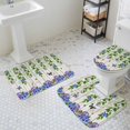 thumbnail image 3 of Spring Floral Bathroom Rugs Set Watercolor Blue Purple Floral Leaf Butterfly Beige Wood Grain Non Slip Absorbent Bath Mats 3 Piece Set, U-Shaped Floor Mat, Toilet Seat Cover Large Size, 3 of 9