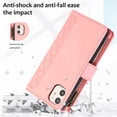 thumbnail image 6 of ELEHOLD Wallet Case for iPhone 11 6.1",Premium Leather Argyle Pattern 9 Card Slots Zipper Pocket Kickstand Crossbody Shoulder Strap Wriststrap Luxury Purse Case for iPhone 11,Pink, 6 of 8