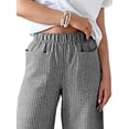 thumbnail image 4 of DYMADE Women Casual Striped Pocket Elastic Waist Crop Pants, 4 of 4