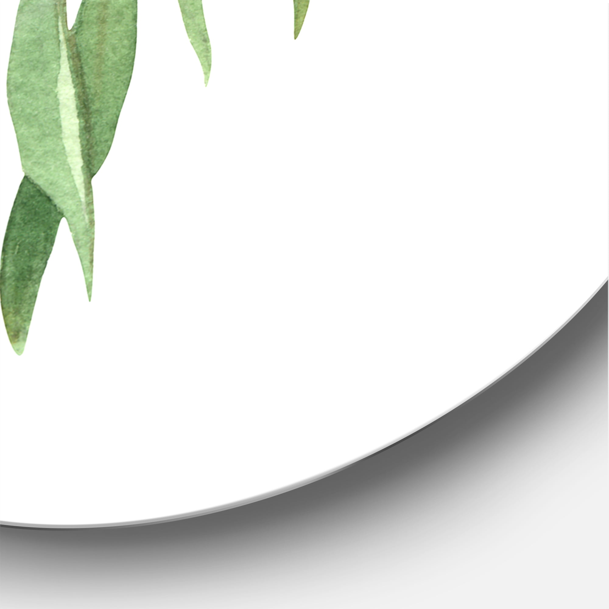 Designart 'Two Willow Branches On White' Farmhouse Circle Metal Wall Art 11x11 - Disc of 11