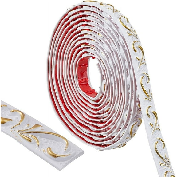 1 Roll PVC Self-Adhesive Flexible Molding Trim Ceiling Molding Wall Trim for Furniture Door Wardrobe Home Decor golden 20x6mm