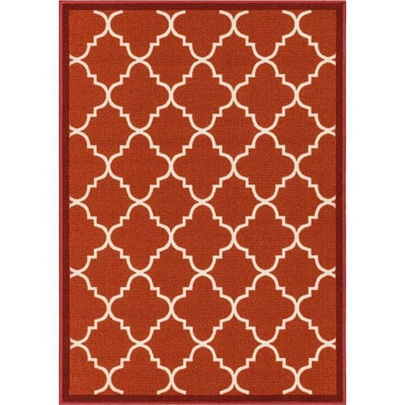 Well Woven 6510-2S Brooklyn Trellis Modern Non Slip Washable Rug, Red - 1 ft. 8 in. x 5 ft.