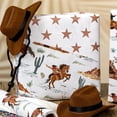 thumbnail image 3 of Reversible Cowboy Wrapping Paper Roll - 17In x 16.5Ft Western Gift Wrap with Rodeo Horse and Star Pattern for Boys Birthday, Fathers Day, Bachelor Party, Christmas, Farm Theme, Holiday, 3 of 4