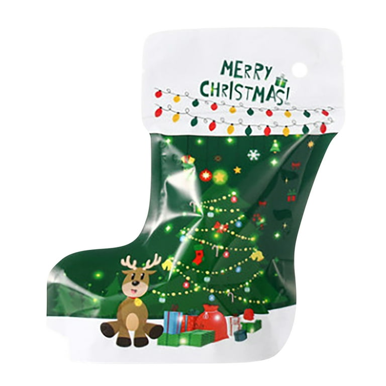  Stand-Up Bag Bag Boots Ziplock Gift Plastic Christmas Bag  Jewelry Christmas 1PC Bag Stand-Up Packaging Christmas Glass Snowflake  Ornament (C, One Size): Home & Kitchen