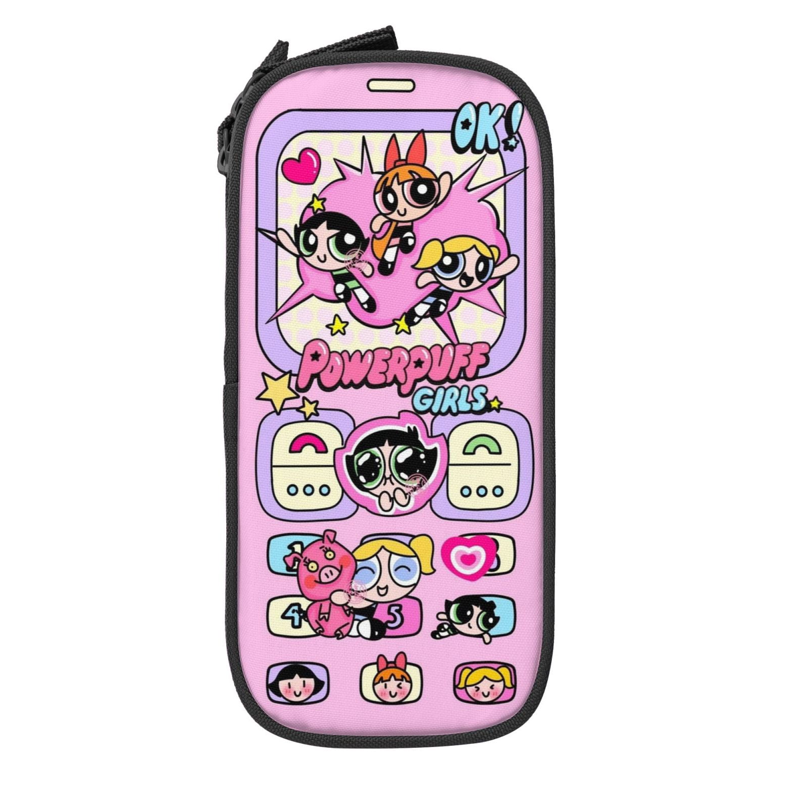 The Powerpuff Gi-rls Pencil Case Large Capacity Pencil Pouch Penbag Office Stationery Organizer Travel Makeup Bag Black