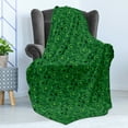 thumbnail image 4 of Abstract Green Soft Flannel Fleece Throw Blanket, Jumble Shamrock Themed Pattern St Patrick's Day Design, Cozy Plush for Indoor and Outdoor Use, 50" x 60", Green Emerald, by Ambesonne, 4 of 5