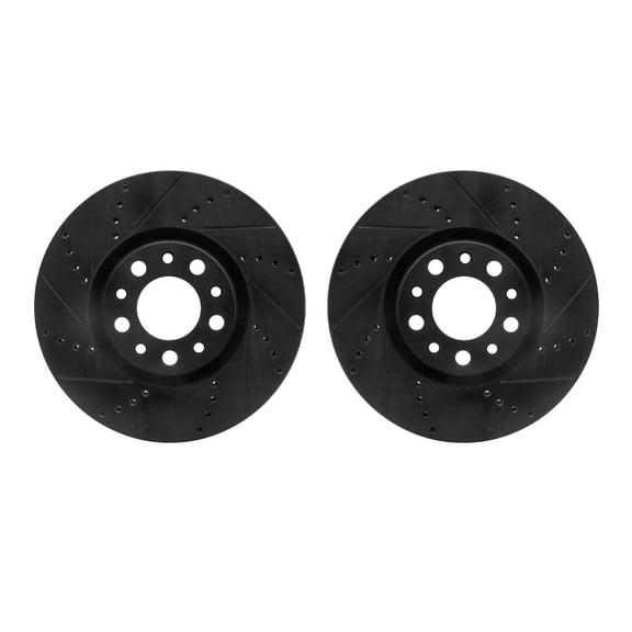 Dynamic Friction Company Front Brake Rotors-Drilled and Slotted-Black 8002-39001