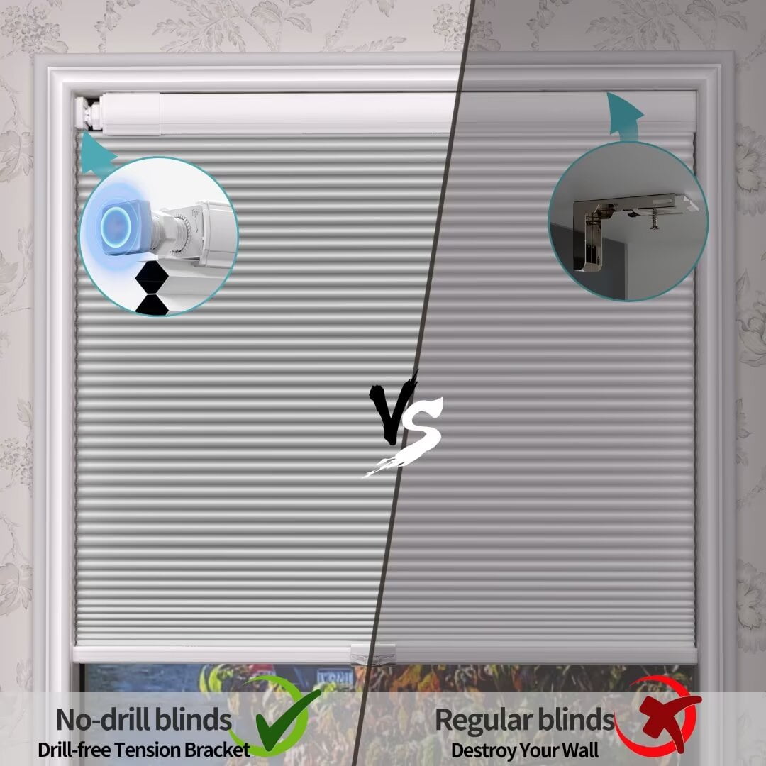 Myshade No Drill Blackout Shades Tension Cordless Cellular Blinds for Indoor Windows No Tools Window Blinds & Shades