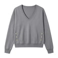 thumbnail image 3 of Horkkom Sweatshirts for Women V Neck Cropped Pullover Long Sleeve Sweatshirts Trendy Casual Comfy Tops S, 3 of 6