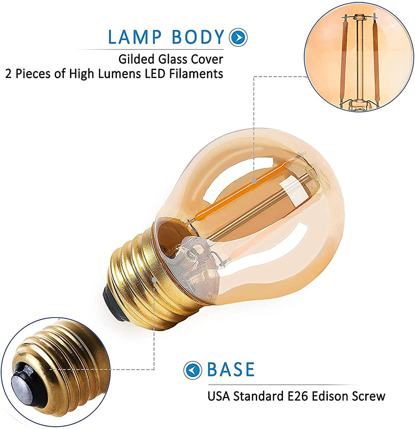 PANLAVIE Vintage Edison LED Bulbs, Ultra Warm Light Filament Bulb, 25W Equal, Dimmable, 6-Pack