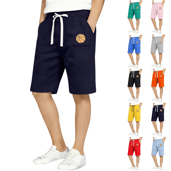 Boys Athletic Shorts Drawstring Elastic Waist Basketball Printed Breathable Soft Summer Play Gym Workout Shorts,Sizes 1-12