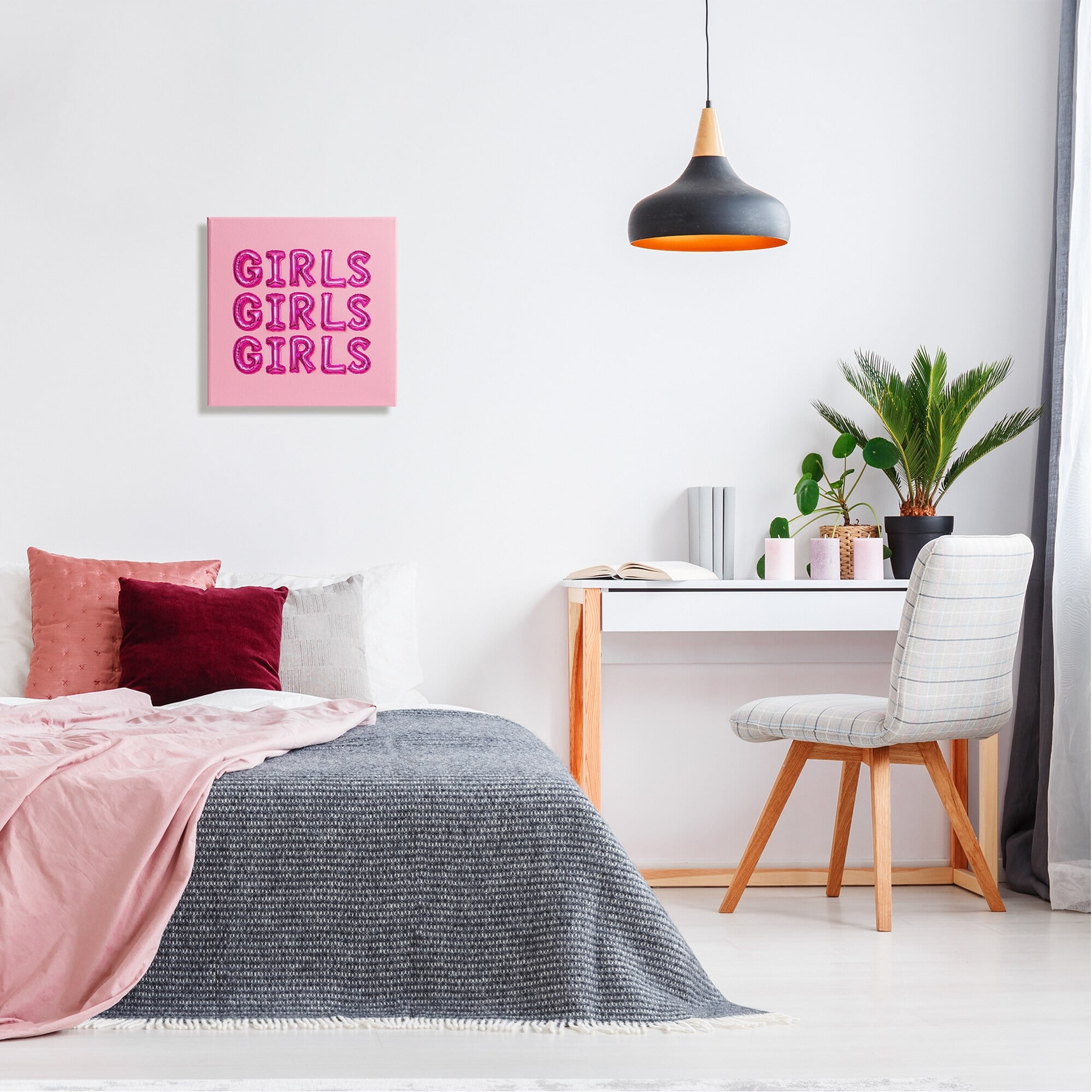 Stupell Industries Pink Girls Balloon Letters Bold Stylish Typography Graphic Art Gallery Wrapped Canvas Print Wall Art, Design by LISH creative