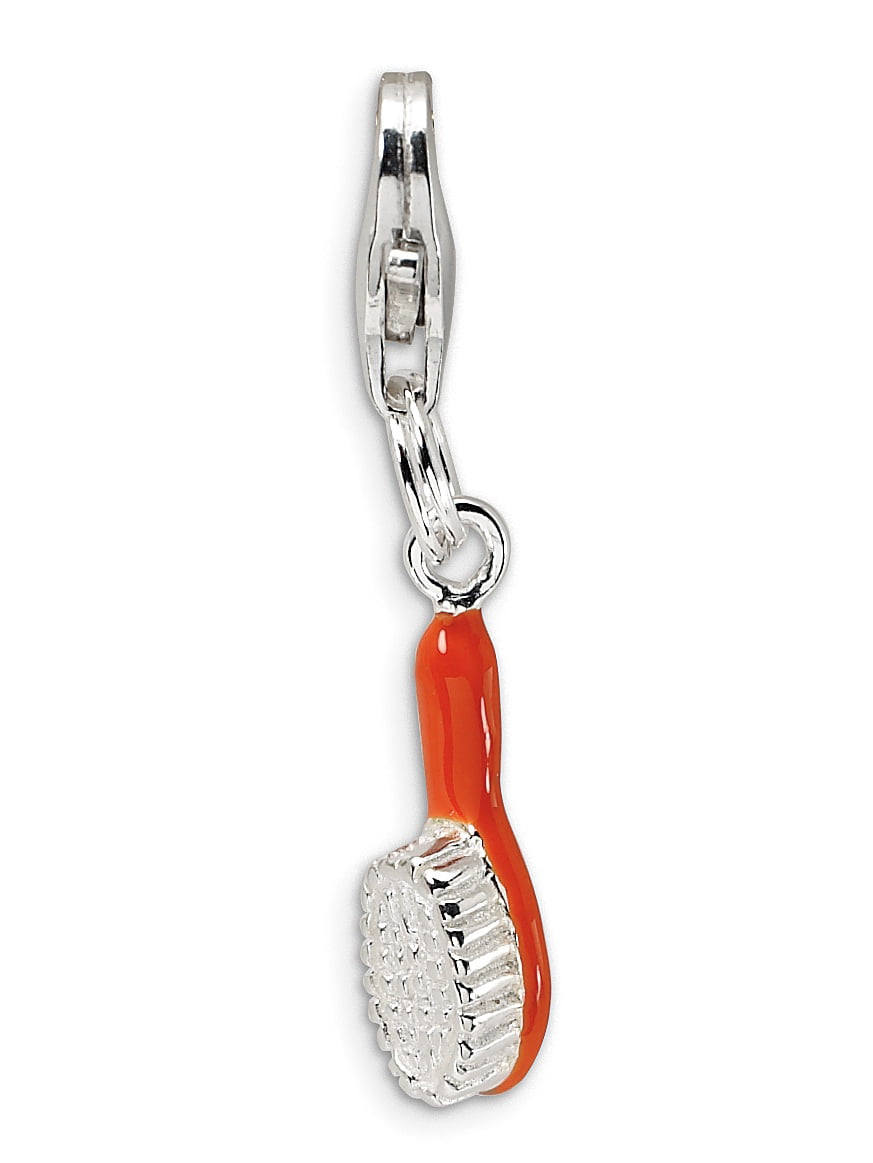 Antiqued Bracelet Pendant Charm with Lobster Clasp Orange Slice Fruit