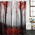 thumbnail image 2 of Red Forest Shower Curtain, Waterproof Shower Curtains for Bathroom, Vintage Foggy Woods Tree Mysterious Washable Fabric Bathtub Curtain Set Bath Decor with 12 Hooks Stall 36"x72", 2 of 8