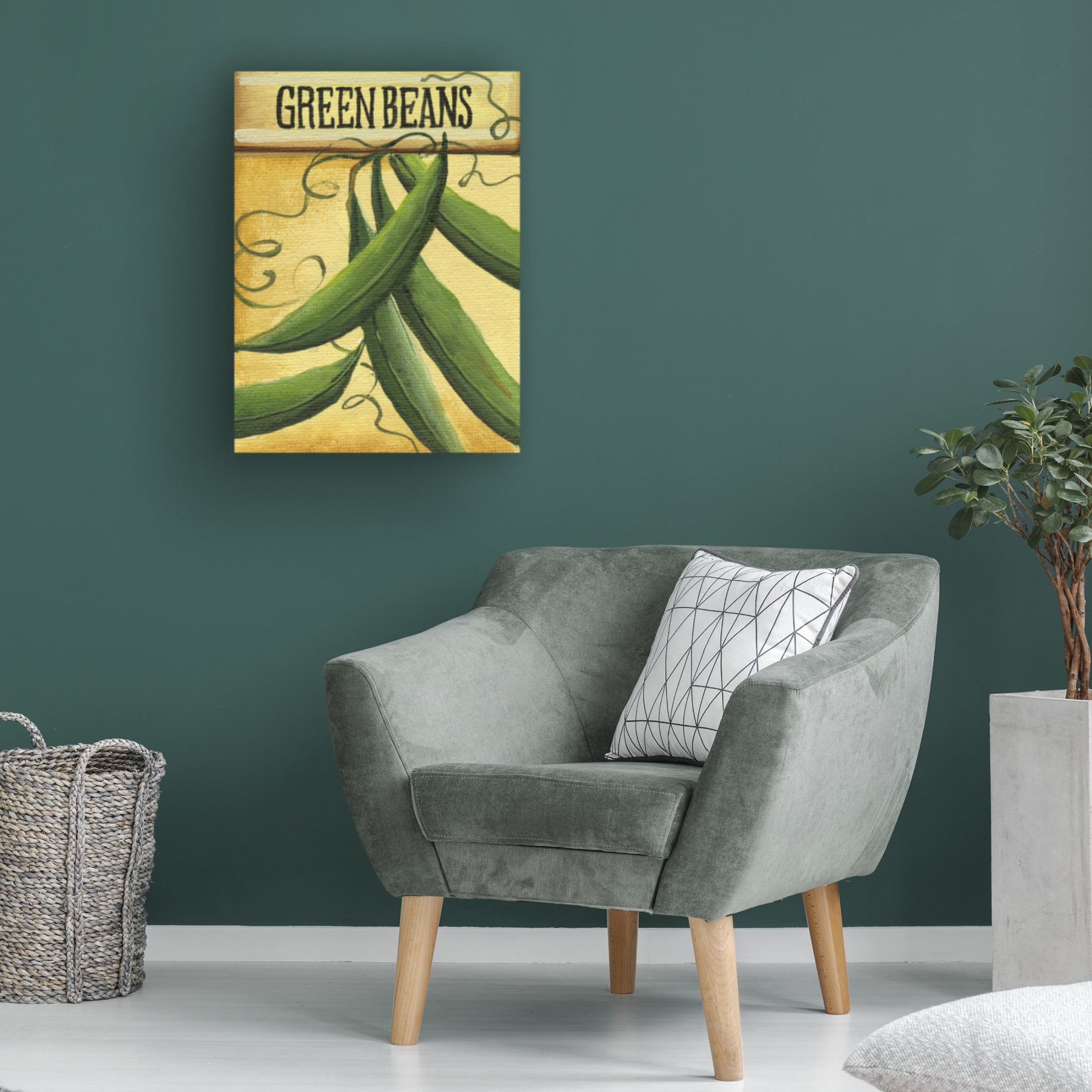 Canvas Wall Art - Debbi Wetzel 'Seed Packets 27 - Green Beans' Wall Art for Living Room, Bedroom, or Office Décor by Trademark Fine Art - 24 x 32 Inches