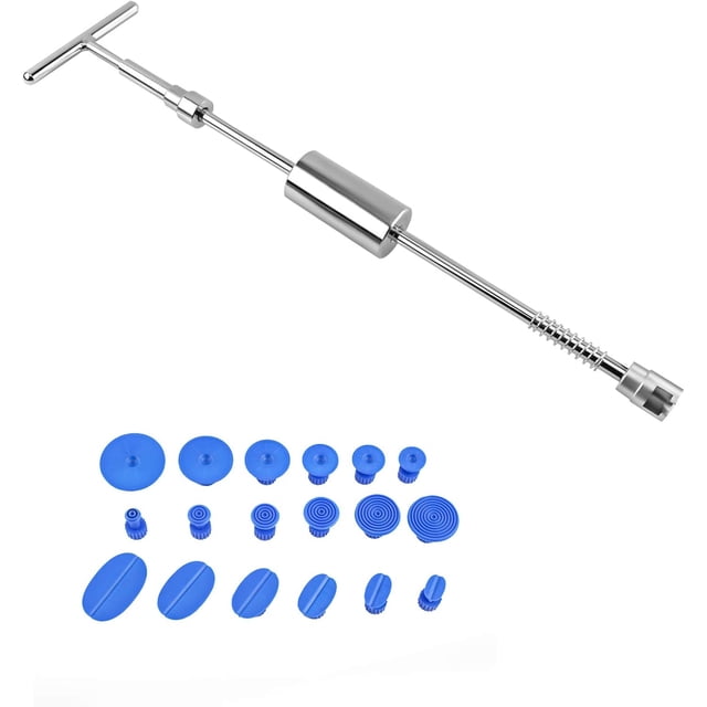 Kit de reparación de abolladuras profesional, eliminación de abolladuras sin pintura con martillo deslizante de barra en T, pestañas de aleación de aluminio para una reparación sin esfuerzo de