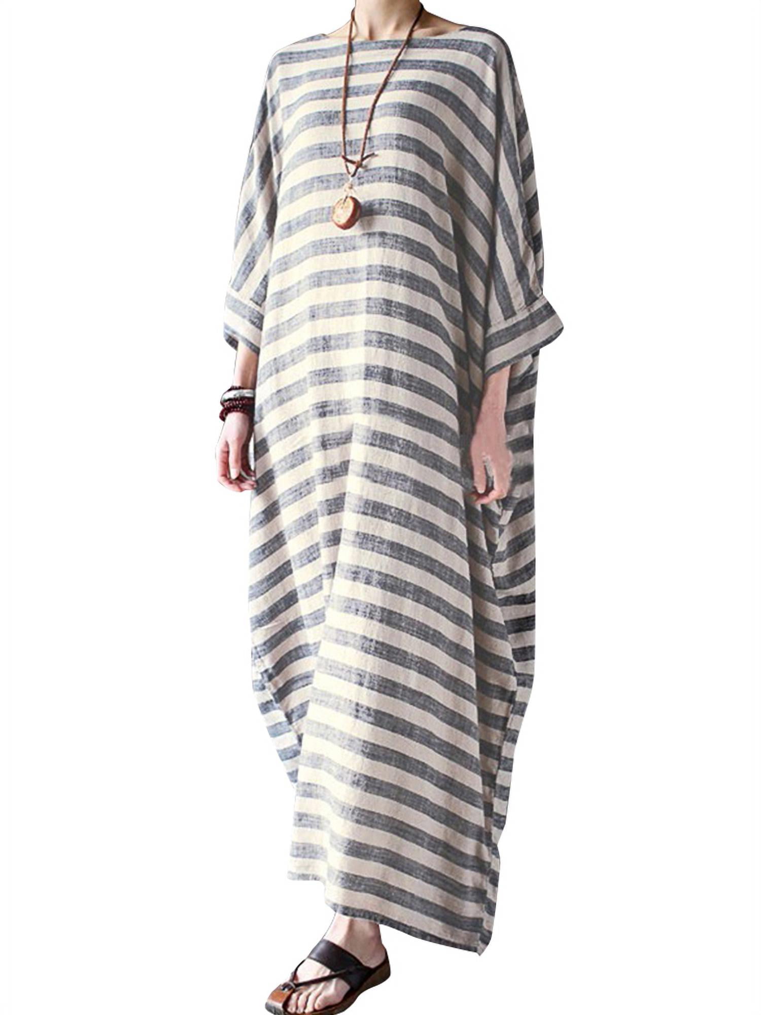 Womens Ankle/Knee Length Kaftan African Dashiki Cotton Dress One Size Dif Style