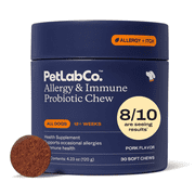 Petlab Co. - Allergy & Immune Probiotic Chew for Dogs – Seasonal Allergy Support - Gut & Digestive Health - Pork Flavor - 30 Soft Chews