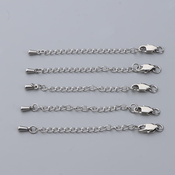 Juego de 5 Cadenas de Extensión Soledad Acero Inoxidable Plata 5 cm