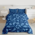 thumbnail image 2 of jejeloiu Paisley Flowers Queen Comforter Set,Rustic Floral Bedding Sets,Blue Bohemian Floral Bedding Comforter Set For Men Women,Breathable Home Decor Reversible,3pcs, 2 of 8