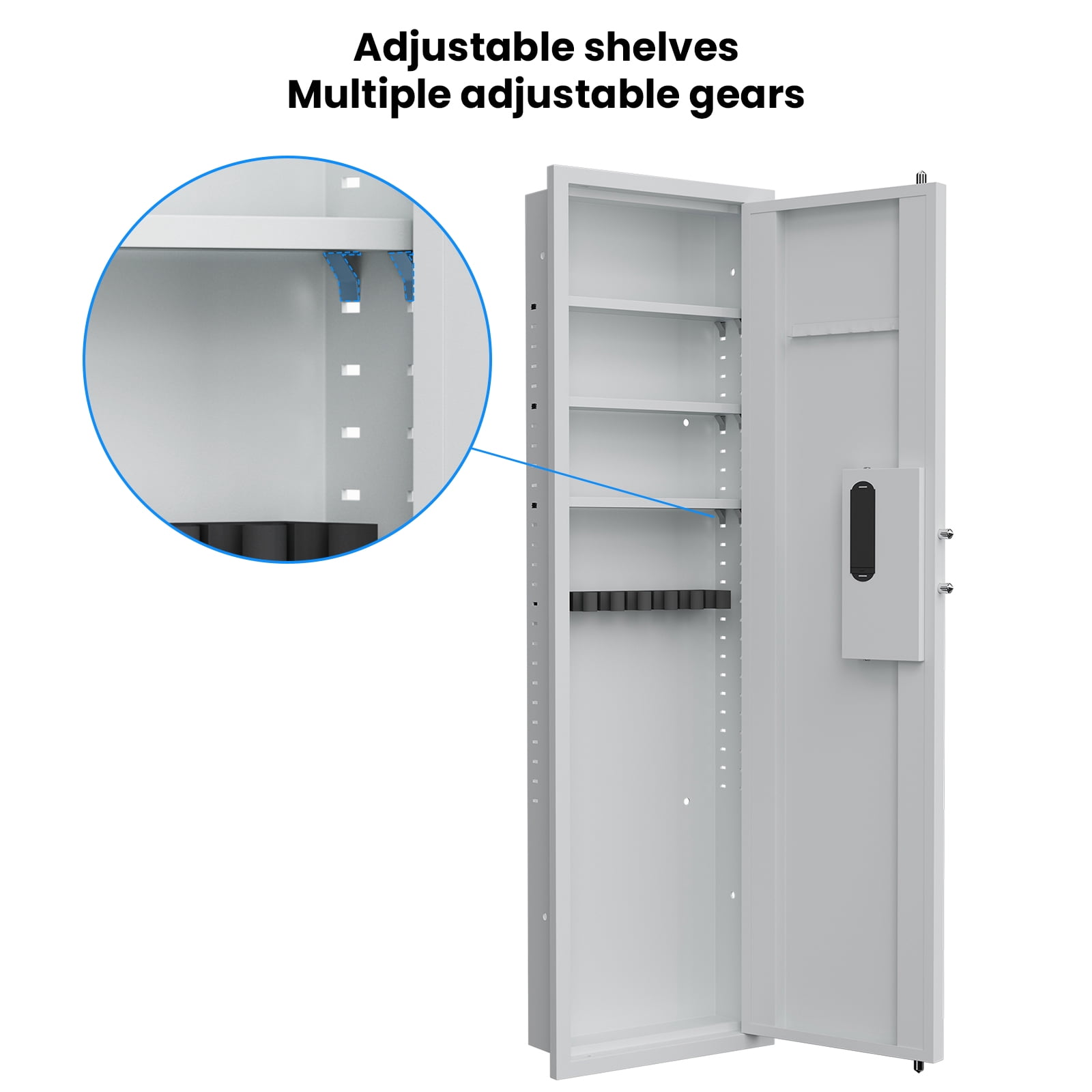 53" Passwod Touch Panel In-Wall Safe,Hidden Wall Gun Safe for Rifles with Adjustable Shelves,Assembled Storage Multifunctional Wall Safe for Firearm and Valuables
