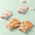 thumbnail image 3 of Eoperou 1 Pair Kids Gloves Knitted Half Finger Adorable Small Ears Decor Stretchy Keep Warm Comfortable Autumn Winter Girls Boys Writing Gloves for Outdoor, 3 of 8